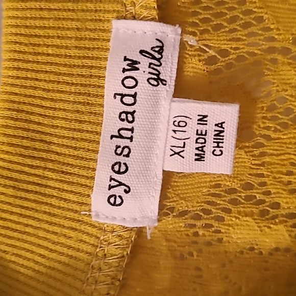 EYESHADOW GIRLS YELLOW LACE TOP WITH ATTACHED CAMI SIZE XL - Picture 7 of 11
